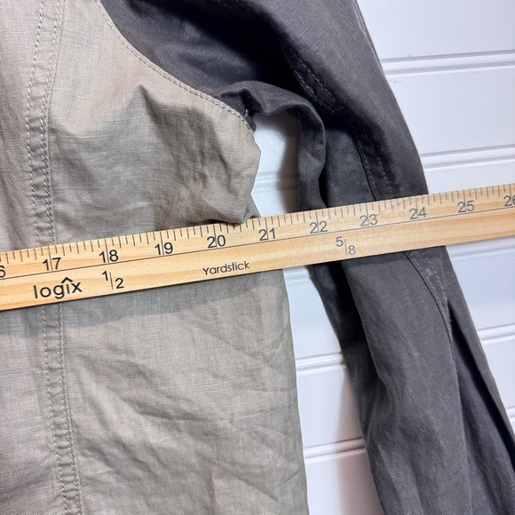 Eileen Fisher XL Coated Organic Linen Moto Jacket Asymmetric Zip Stone $258 - Picture 14 of 15